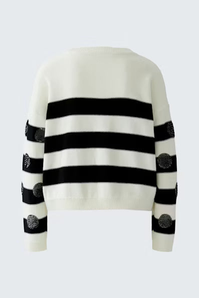Oui Striped/Spot Pullover- White/Black 97906