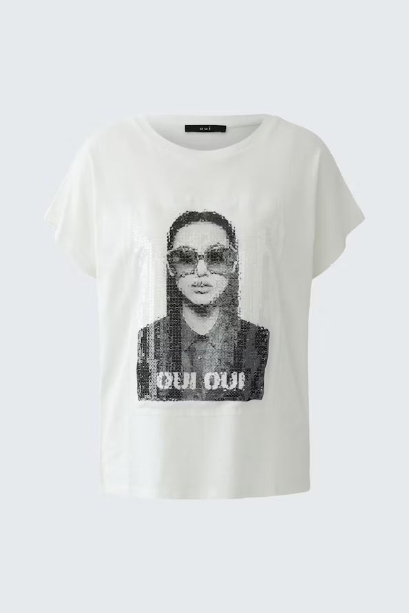 Oui Embellished T-shirt- Cloud Dancer 98729