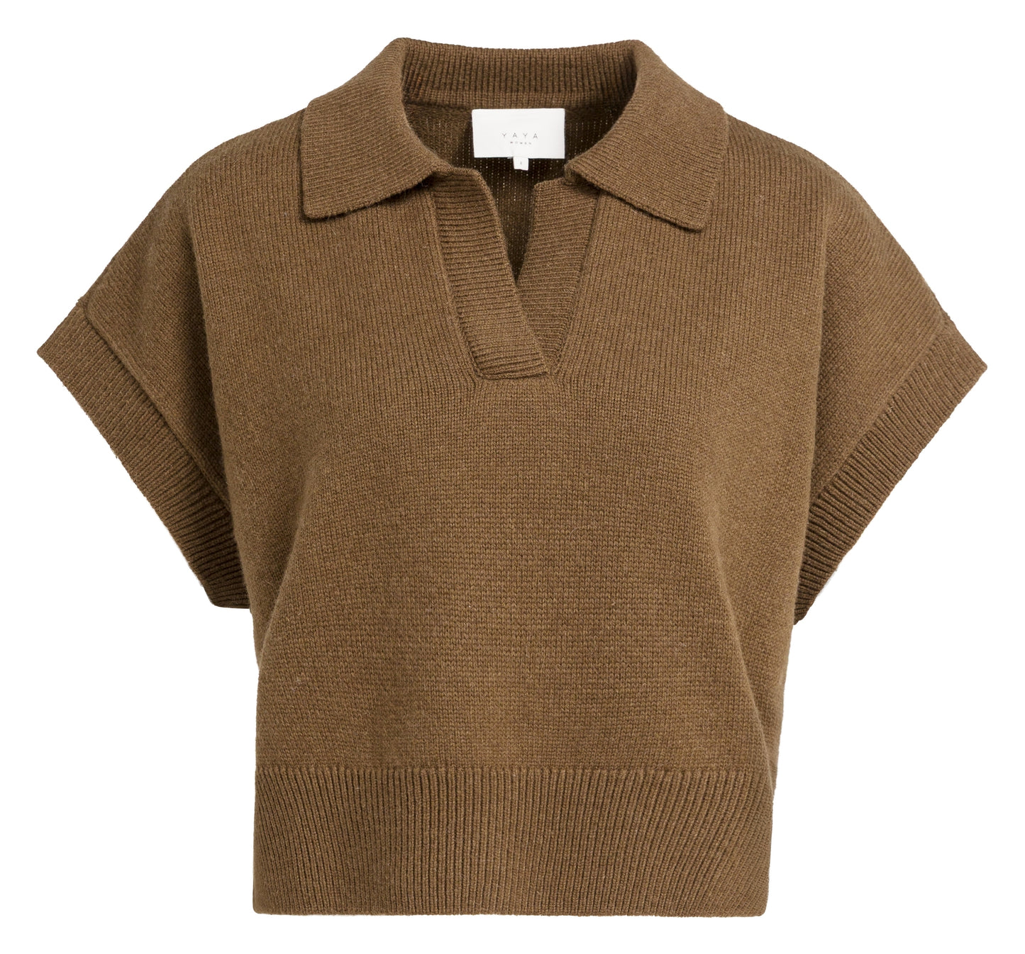 YAYA Knitted Spencer Teak Brown Melange