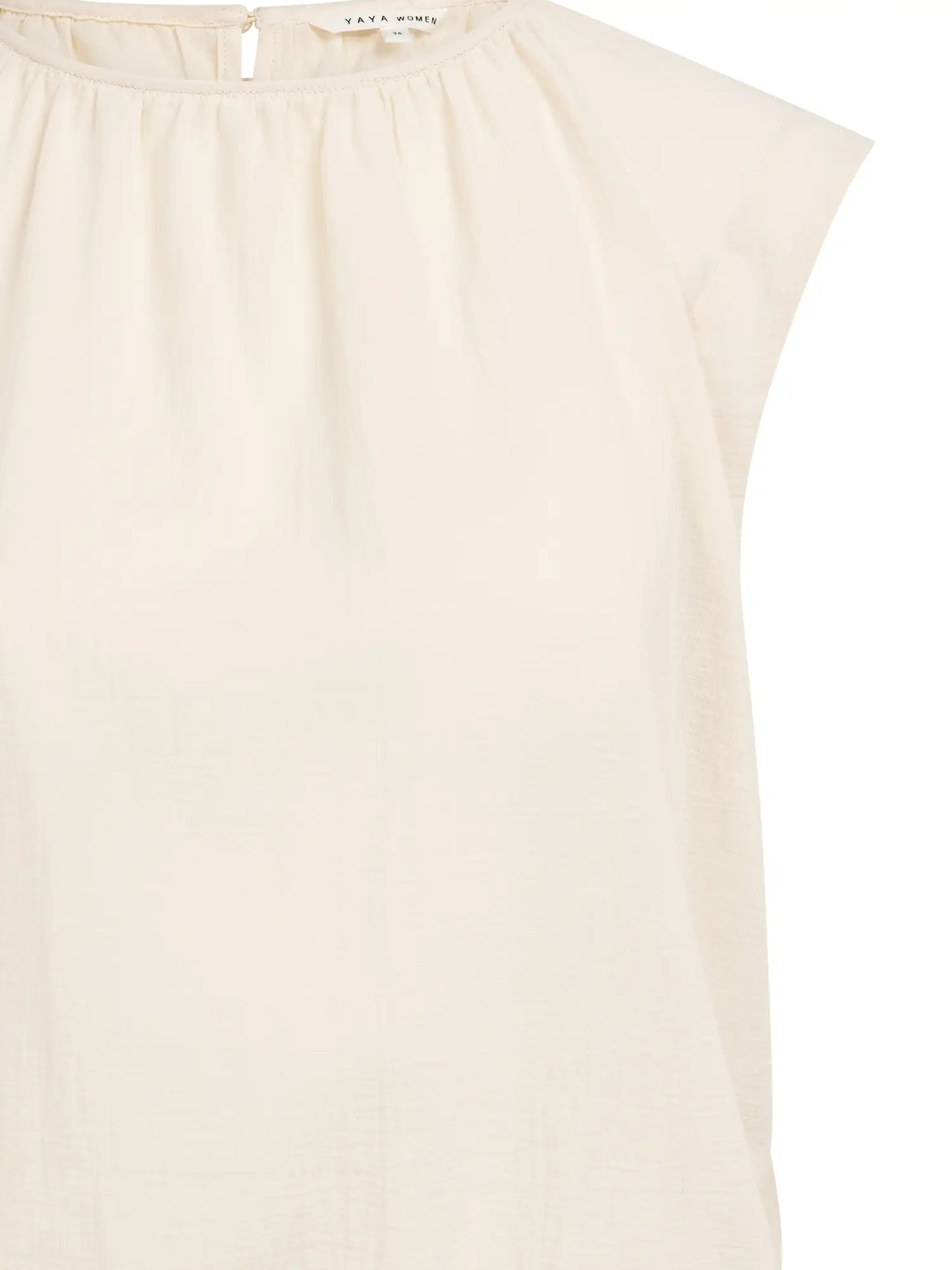 YAYA Sleeveless Top Pleated Neck Detail