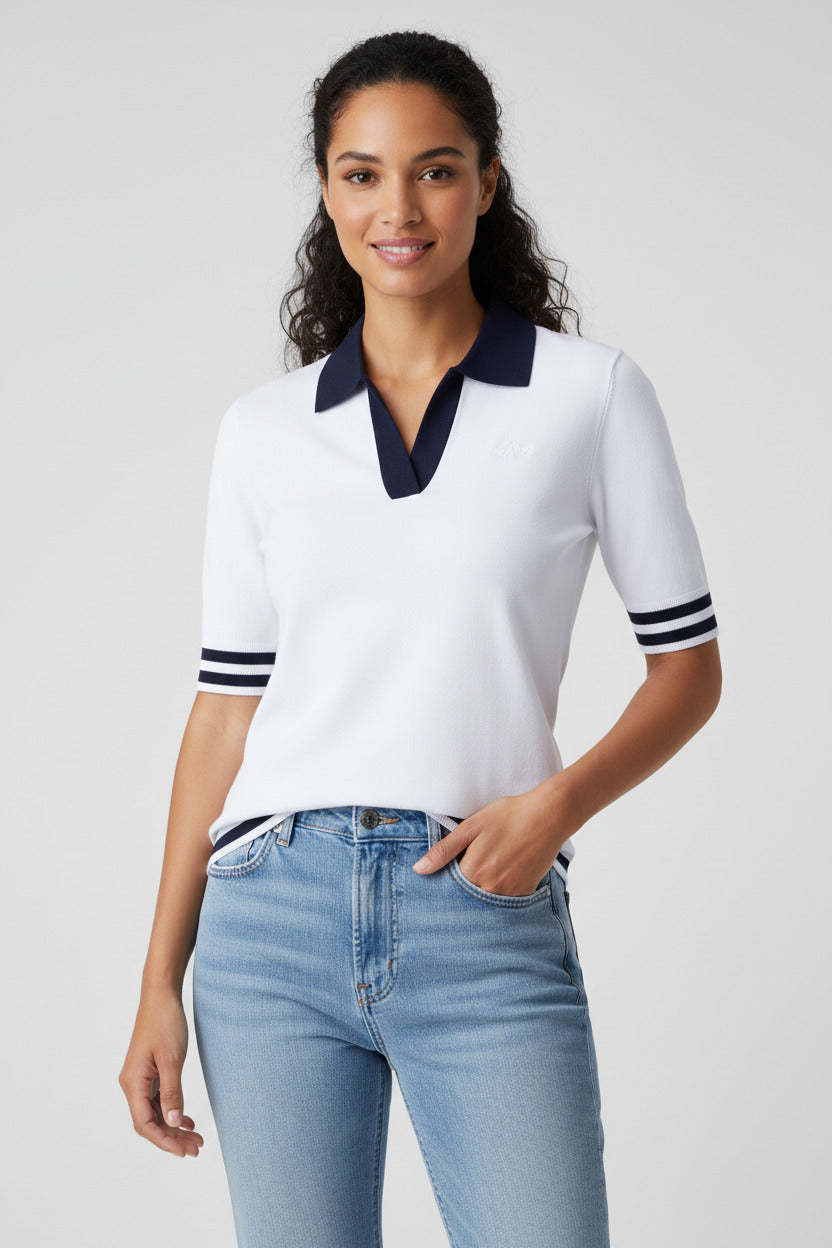HV Polo Berber Knitted Polo White