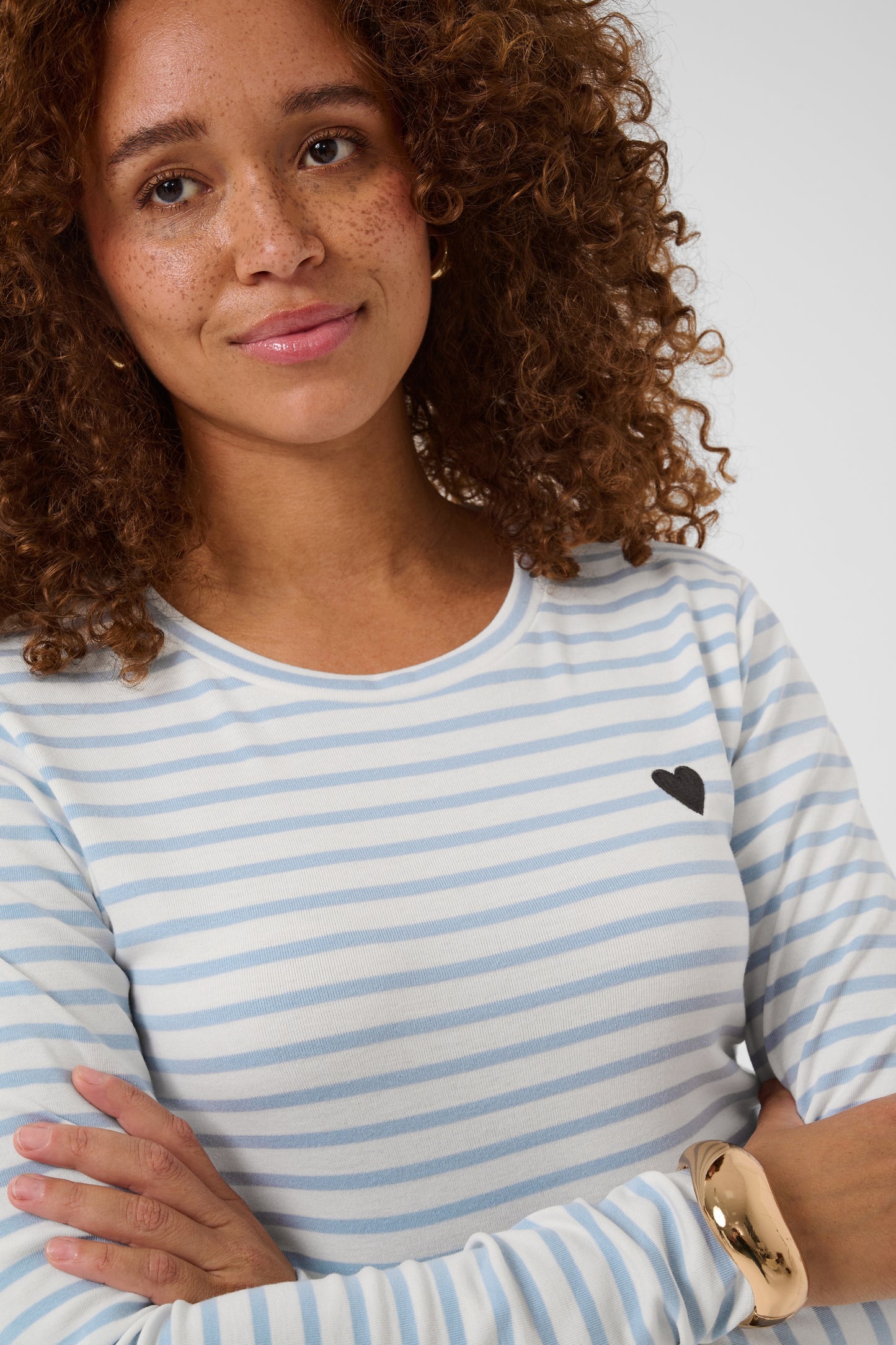 Kaffe Liddy T-Shirt Chalk/Blue-Fog