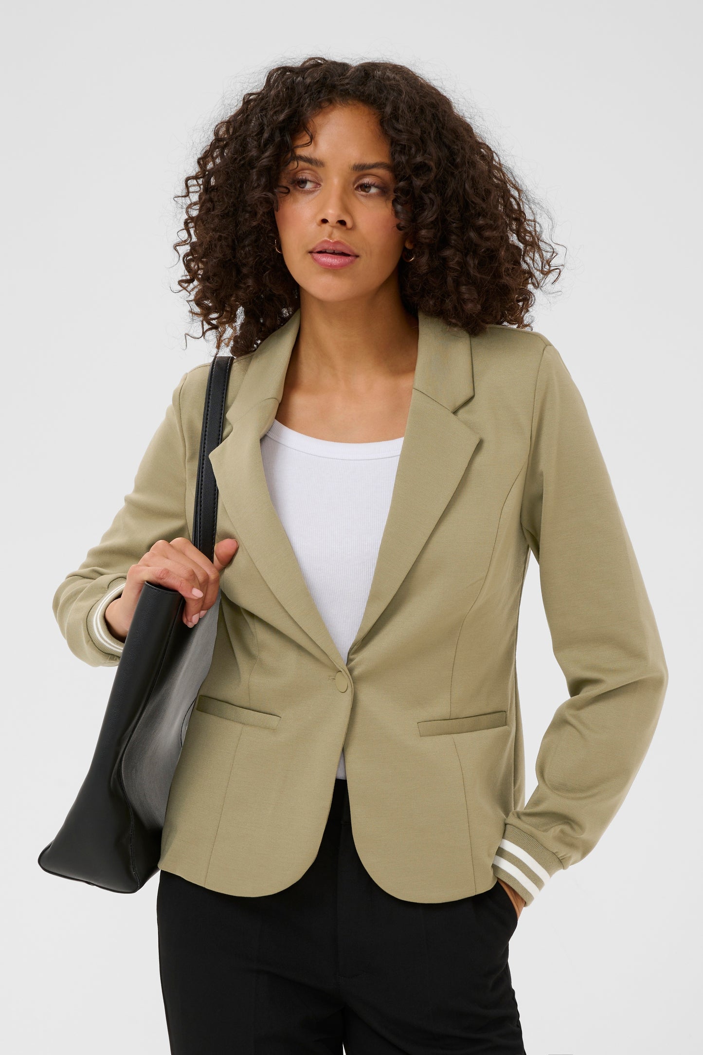 Kaffe Kinnie Blazer Dusty Green/Chalk Stripe
