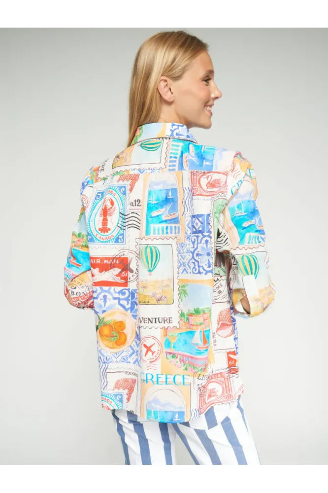 Vilagallo Travel Stamp Print Shirt 33598