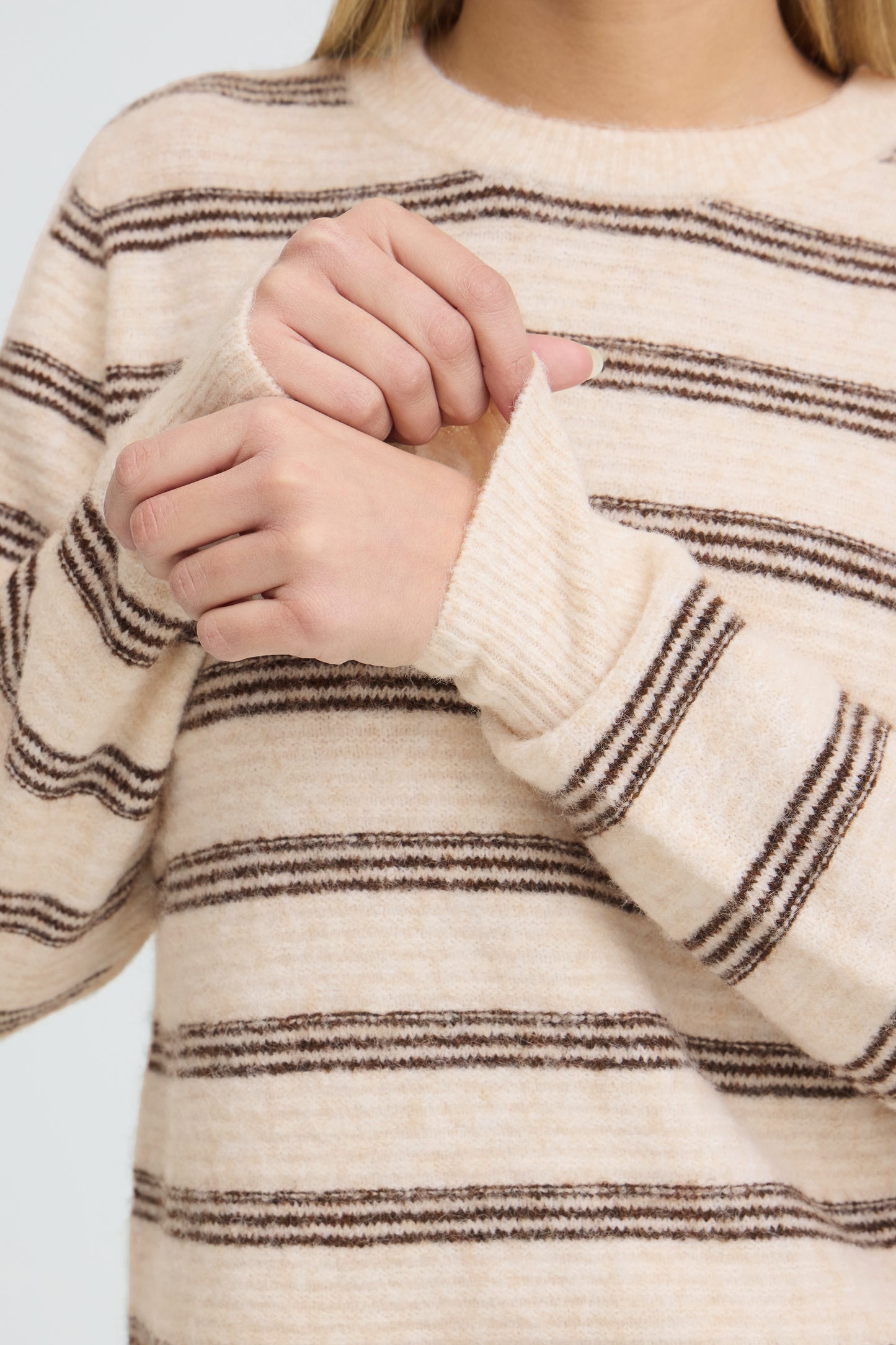Fransa Kendra Pullover Oatmeal Stripe