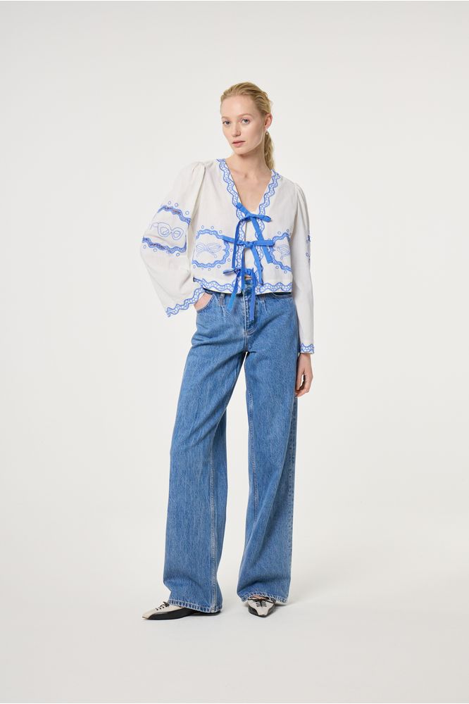Fabienne Chapot Serviette Blouse Cosy White/Blue