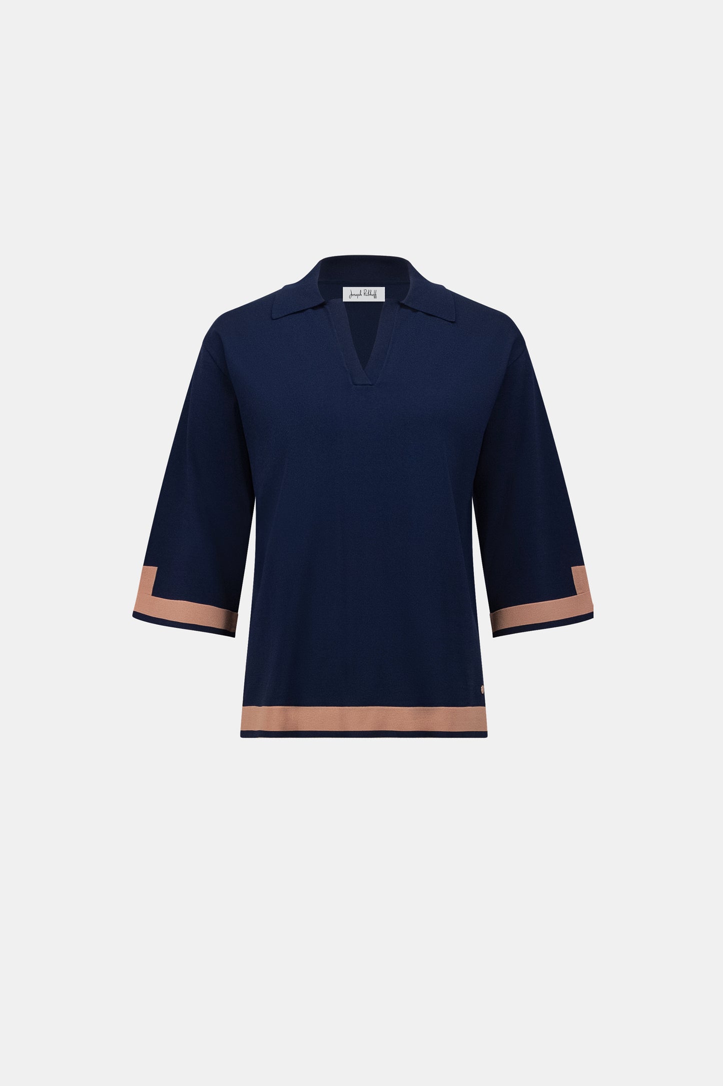 Joseph Ribkoff Knit Colour Block Top Indigo/Camel