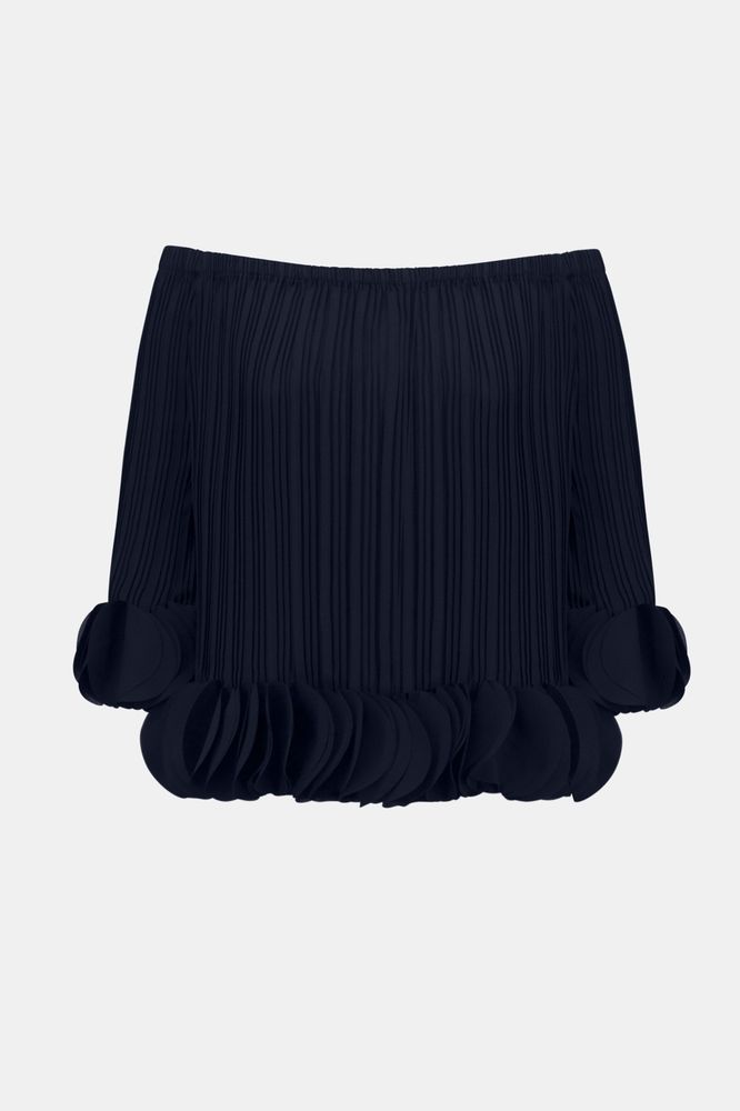 Joseph Ribkoff Off Shoulder Pleated Top - Midnight Blue