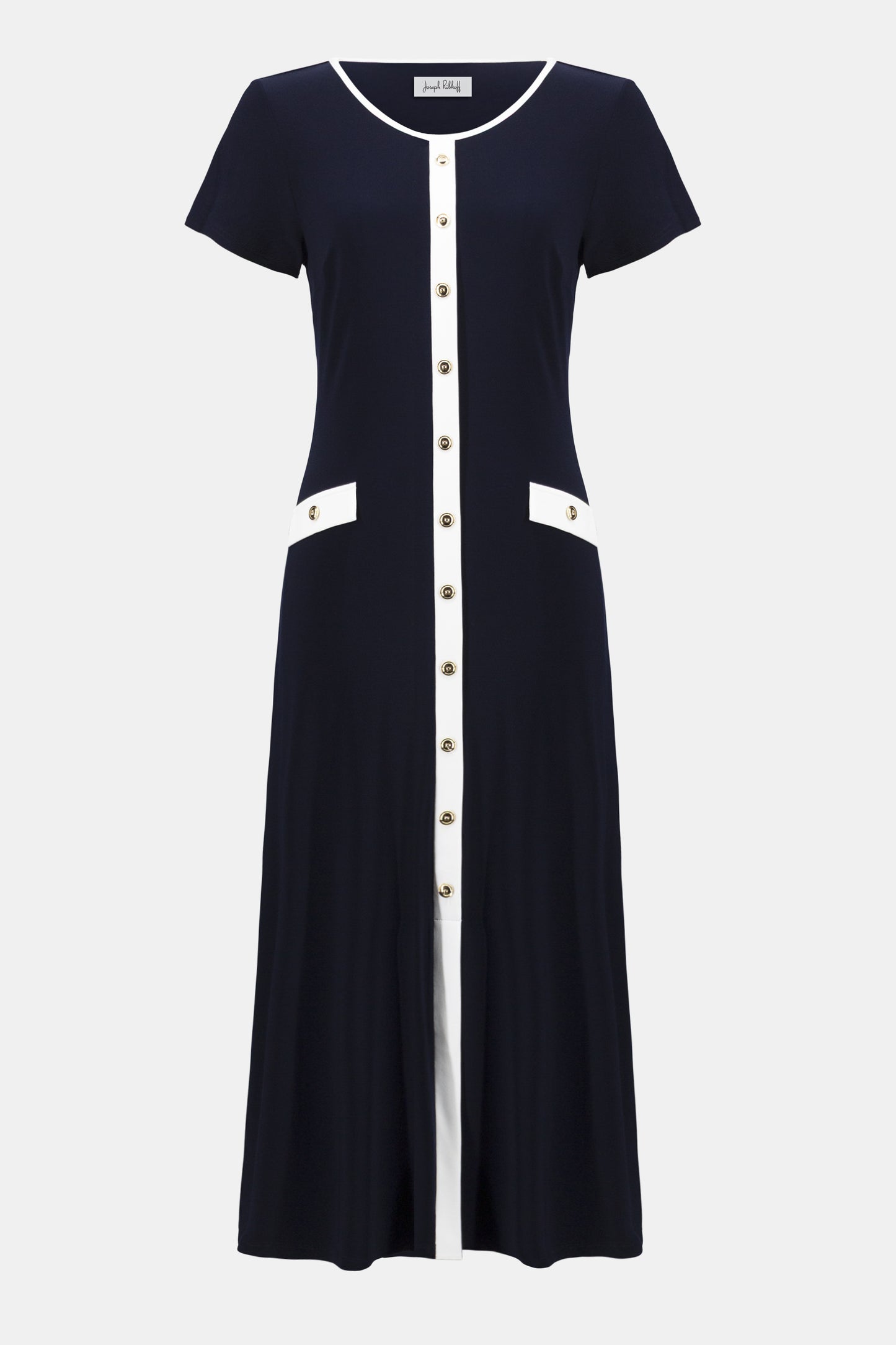 Joseph Ribkoff Colour Block Midi Dress Midnight Blue/Vanilla