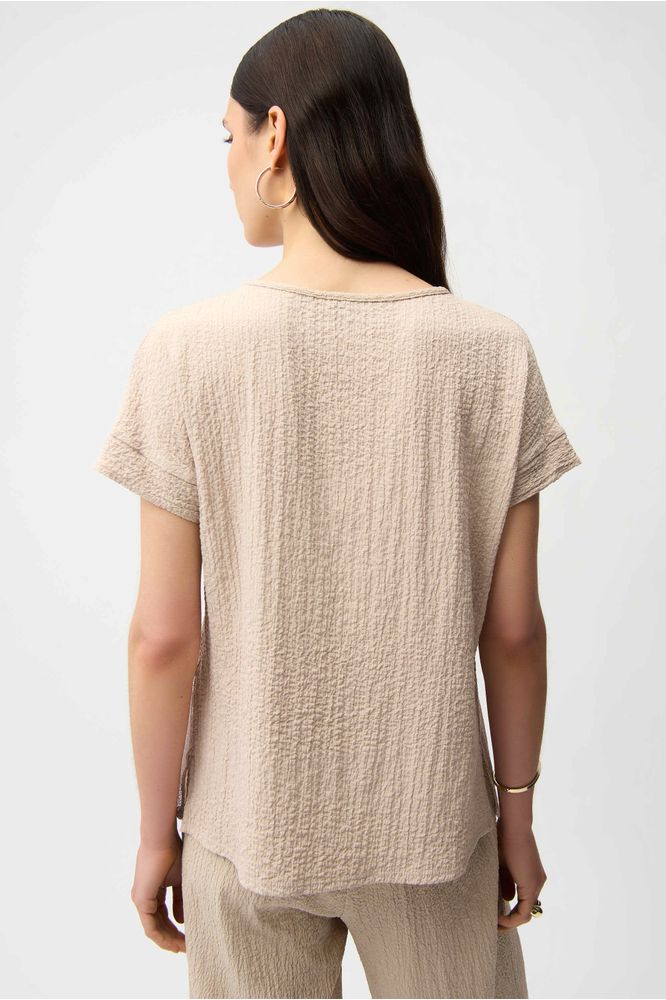 Joseph Ribkoff Seersucker & Mesh Top Parchment