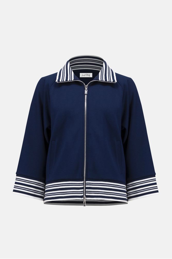 Joseph Ribkoff Funnel Collar Jacket Indigo/Vanilla