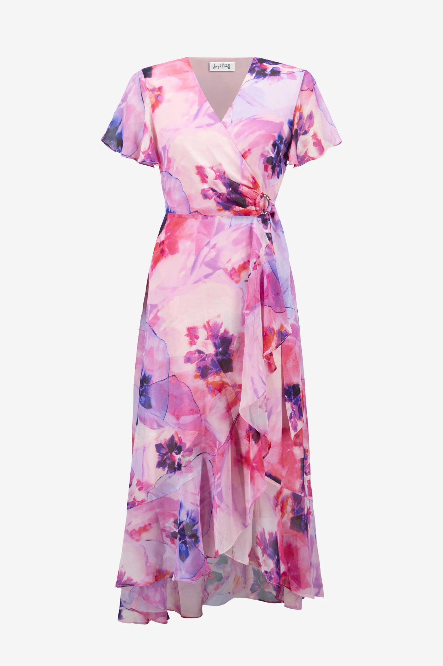 Joseph Ribkoff Ruffle Detail Wrap Dress-Multi