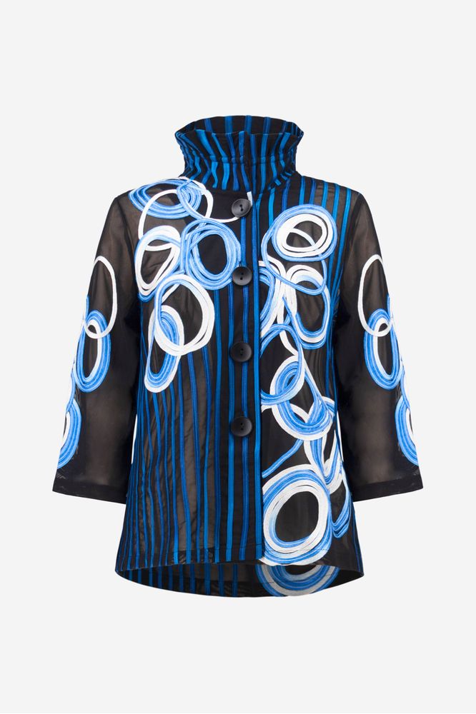 Joseph Ribkoff Satin & Mesh Jacket Black/Multi