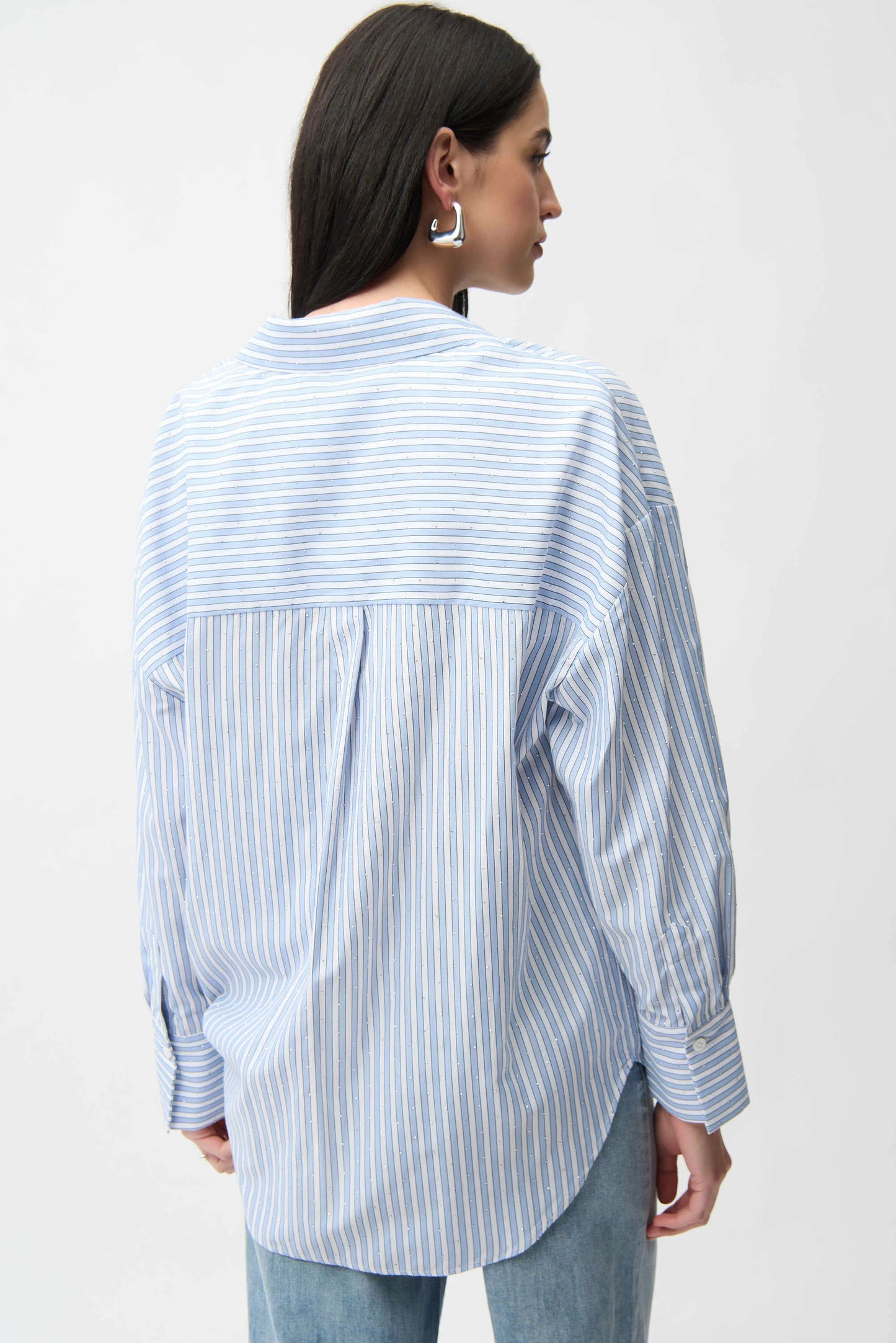 Joseph Ribkoff Stripe Boxy Blouse Blue/Vanilla