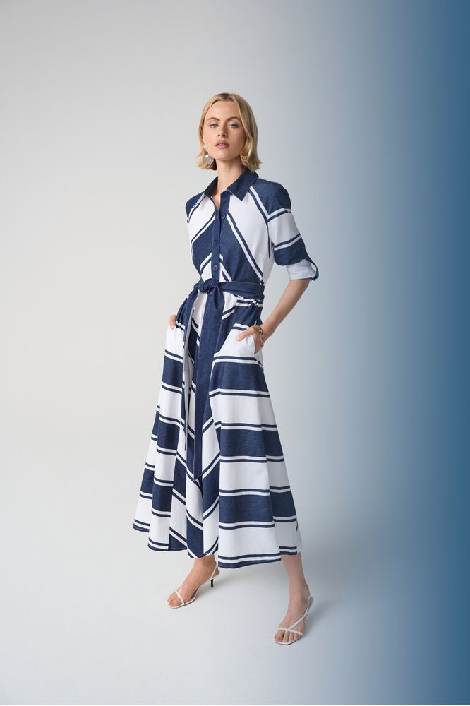 joseph ribkoff shirt dress Joseph Ribkoff Geranium Belted Stretch Taffeta Shirt Dress 252718   AfterRetail