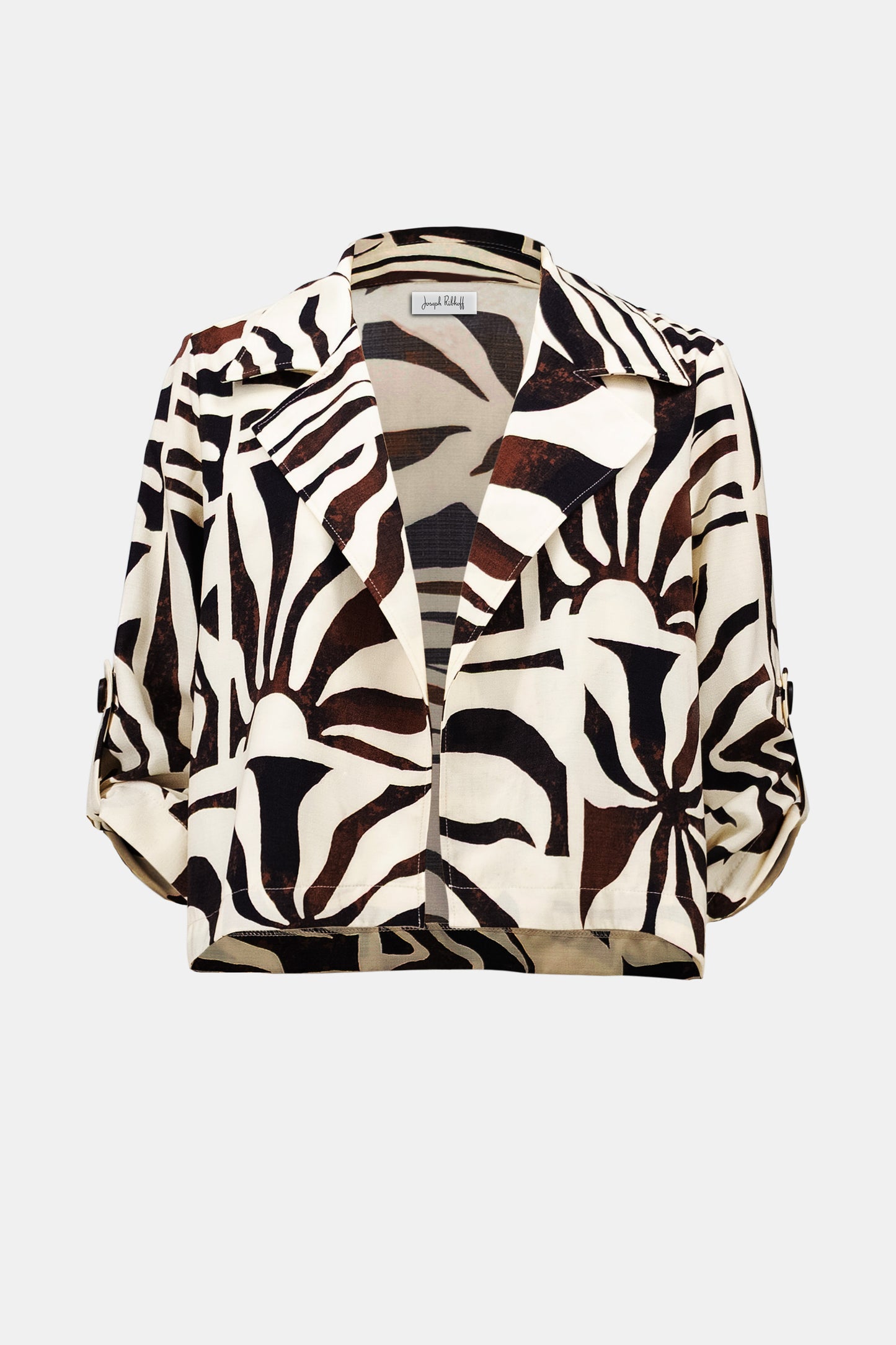 Joseph Ribkoff Tropical Print Boxy Blazer Beige/Multi