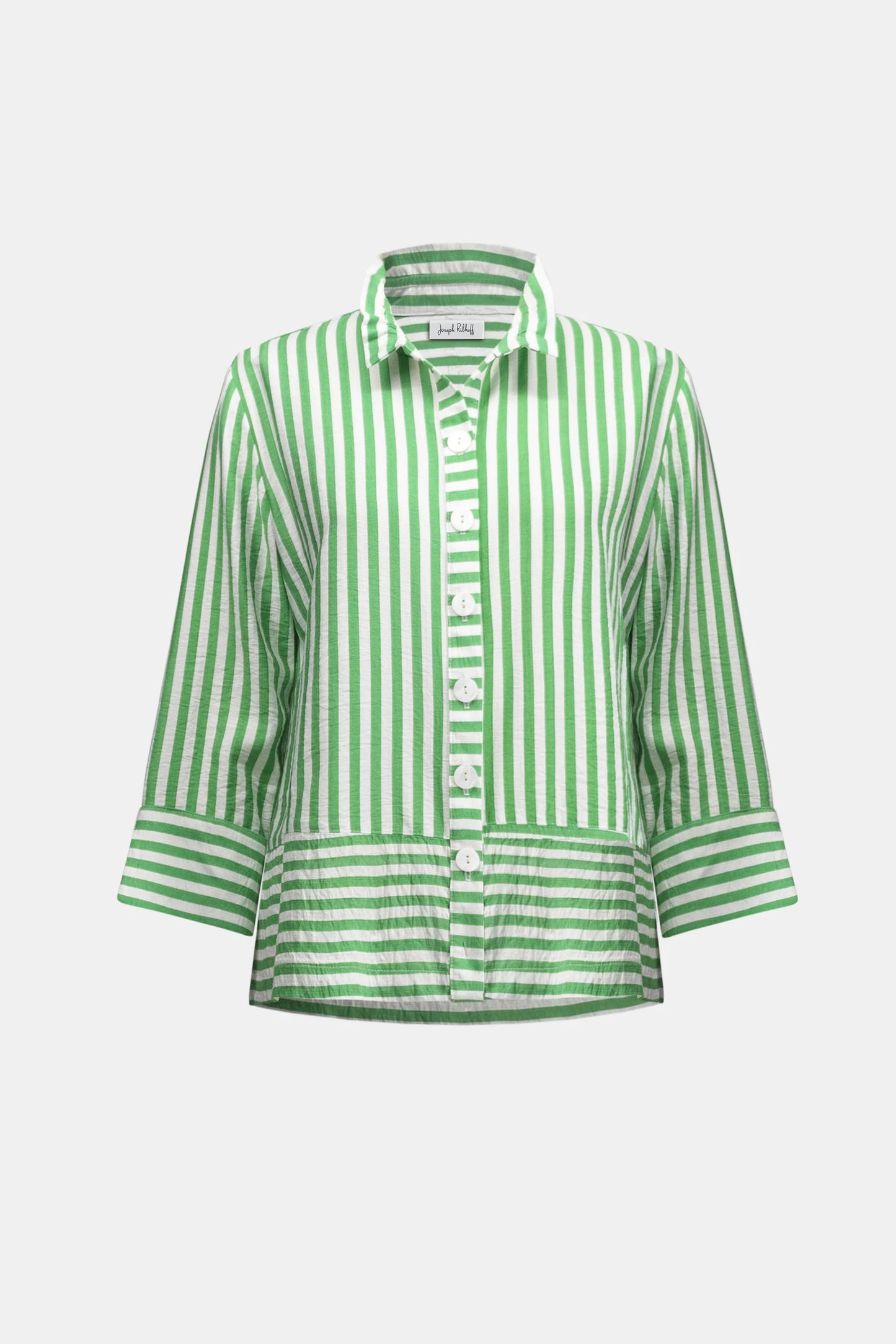 Joseph Ribkoff Woven Stripe Jacket-Green/Vanilla