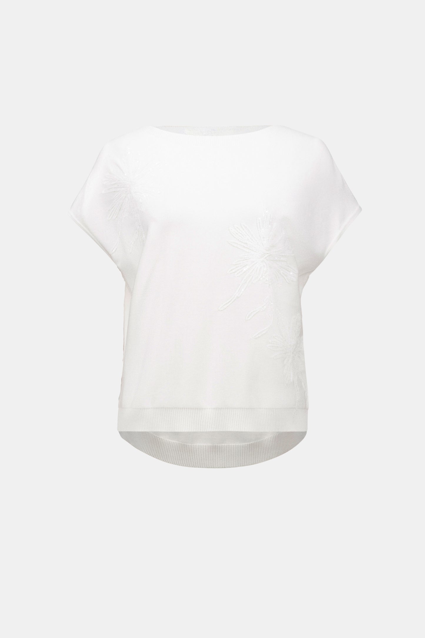 Joseph Ribkoff Embroidered Flowers Knit Top Vanilla