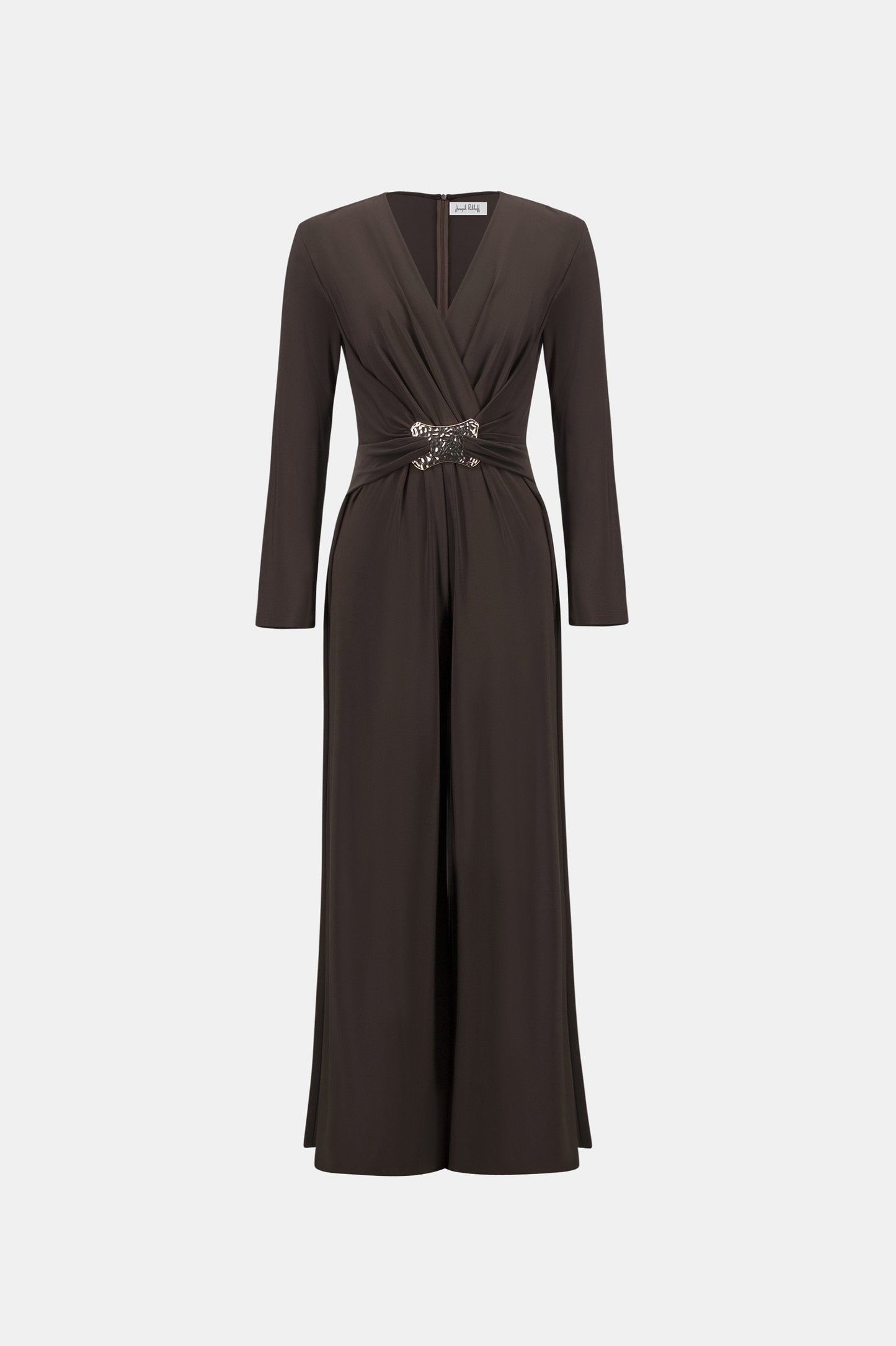 Joseph Ribkoff Wide-Leg Wrap Jumpsuit Mocha