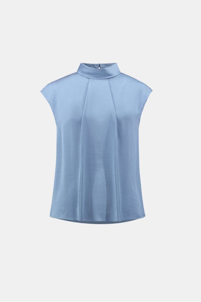 Joseph Ribkoff Satin Turtleneck Top Chambray