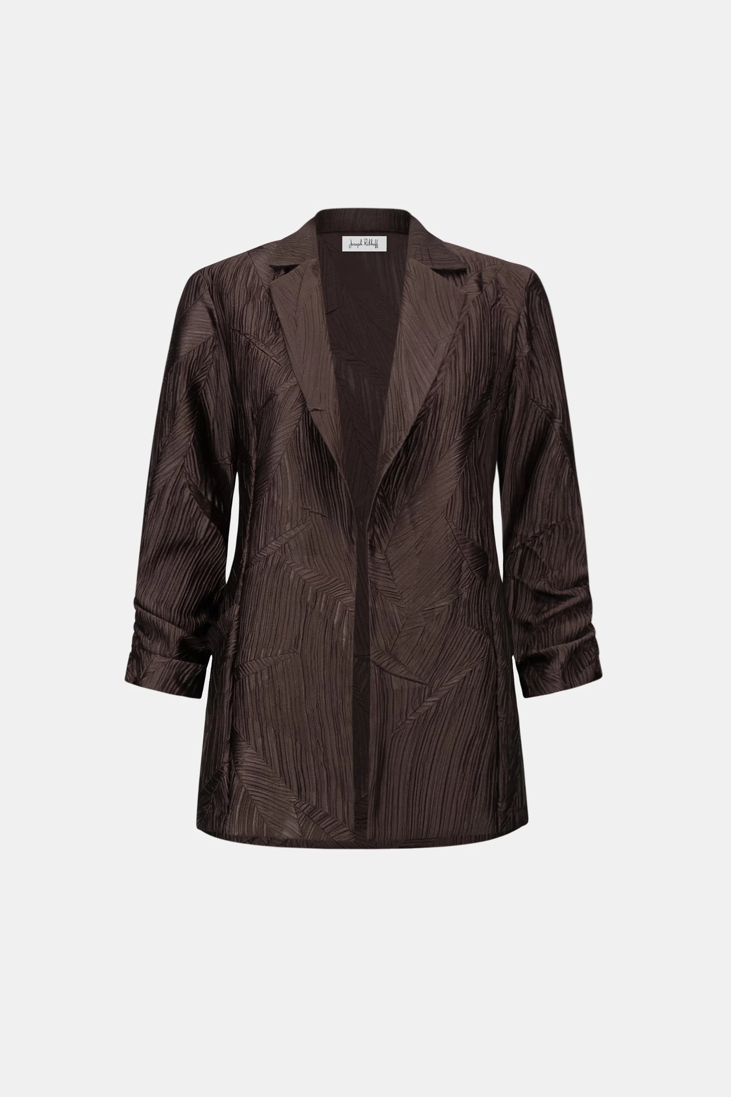 Joseph Ribkoff Pleated Satin Blazer-Mocha