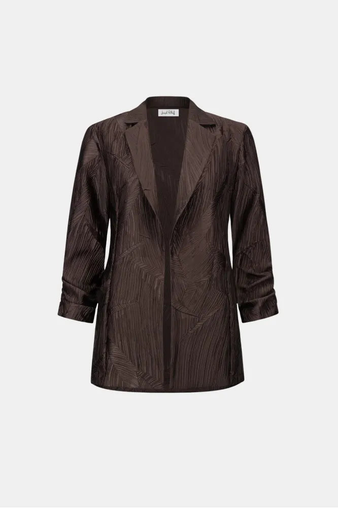 Joseph Ribkoff Pleated Satin Blazer-Mocha