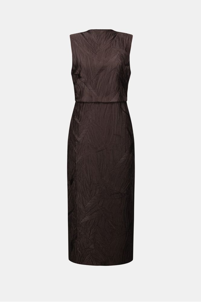 Joseph Ribkoff Satin Sleeveless Midi Dress Mocha