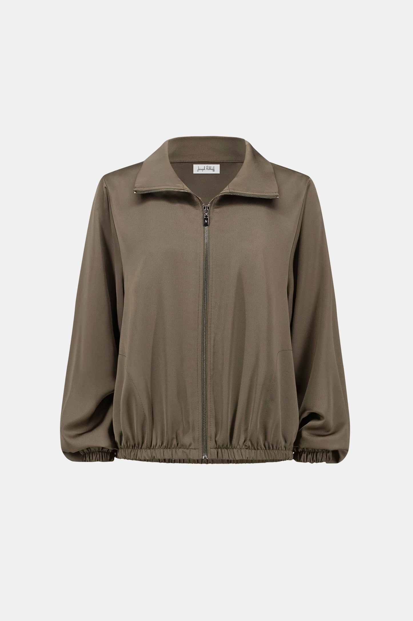 Joseph Ribkoff Satin Bomber Jacket Avocado
