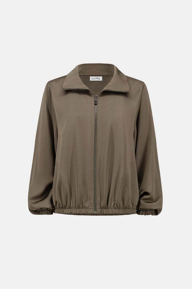 Joseph Ribkoff Satin Bomber Jacket Avocado