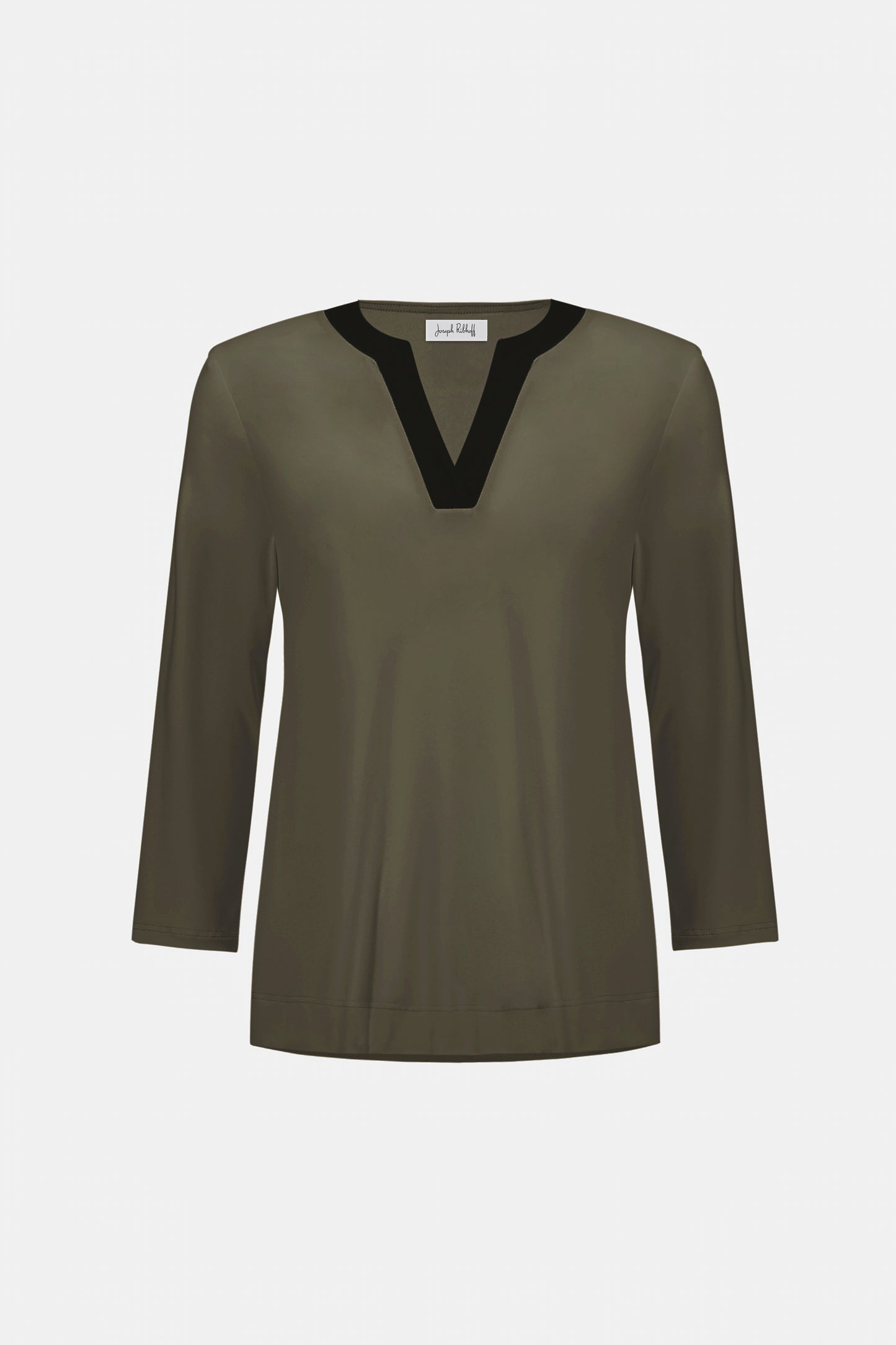 Joseph Ribkoff Colour Block Straight Top Avocado/Black
