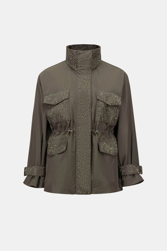 Joseph Ribkoff Mock-Neck Embellished Jacket-Avocado