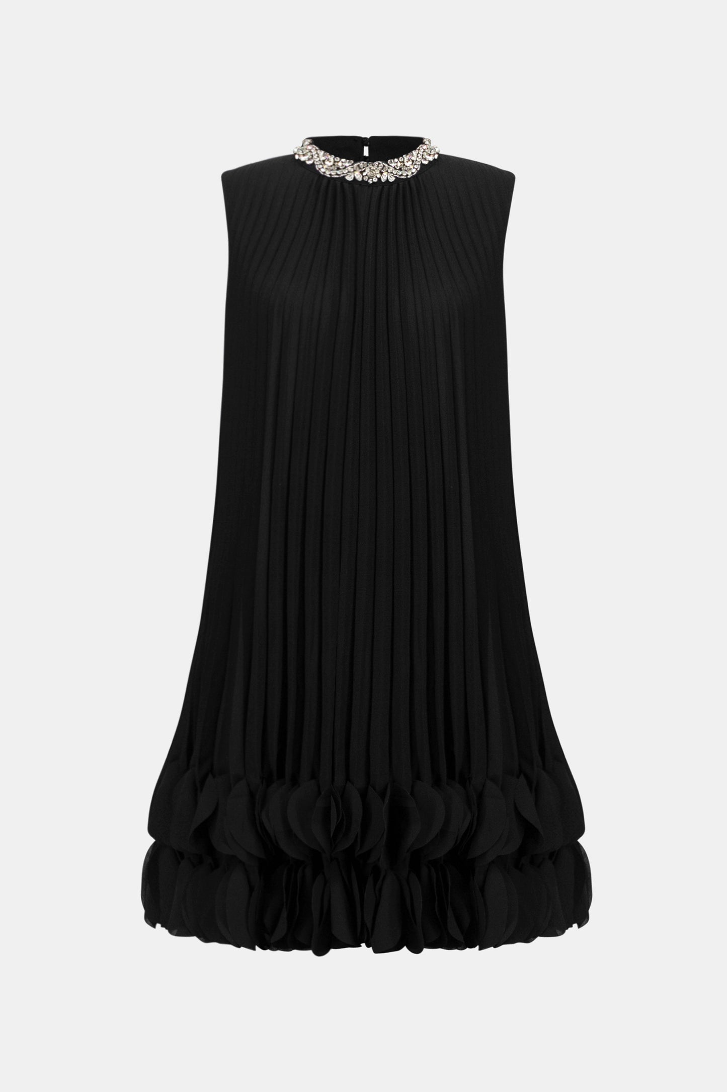 Joseph Ribkoff Pleated Embellished A-Line Dress Black