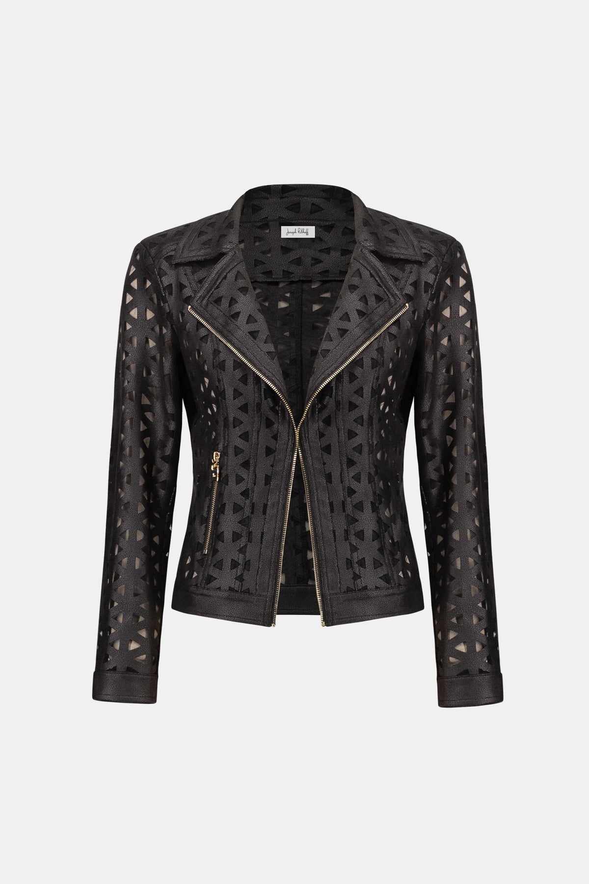 Joseph Ribkoff Foiled Faux Suede Mesh Jacket Black