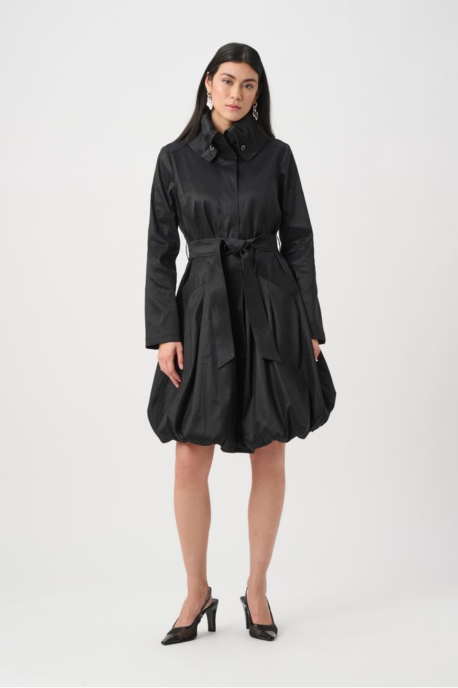 Joseph Ribkoff Taffeta Belted Balloon Coat Black