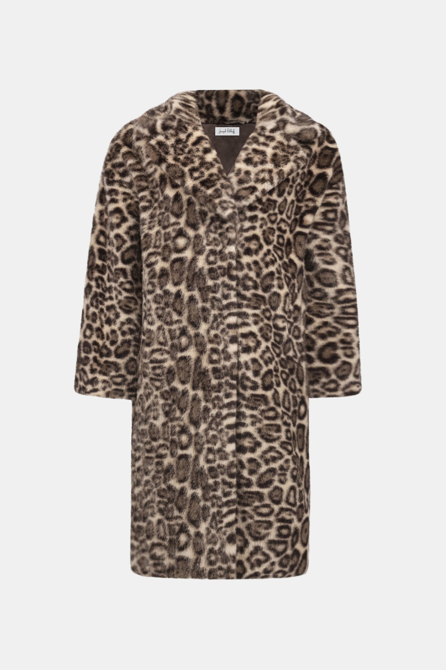 Joseph Ribkoff Faux Fur Leopard Print Coat-Beige/Multi