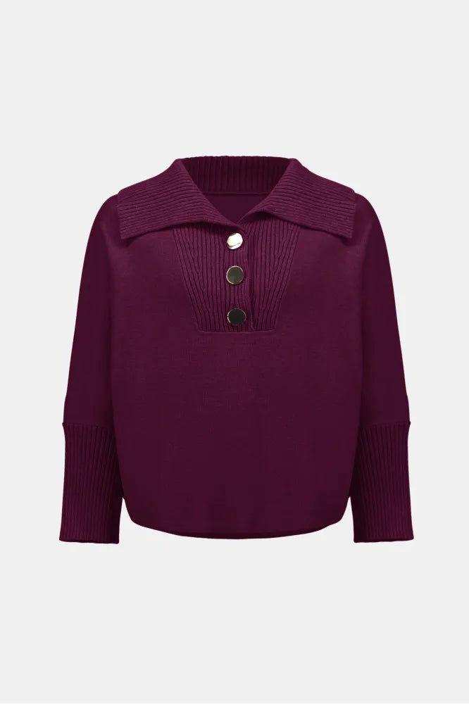 Joseph Ribkoff Shawl-Neck Sweater-Elderberry
