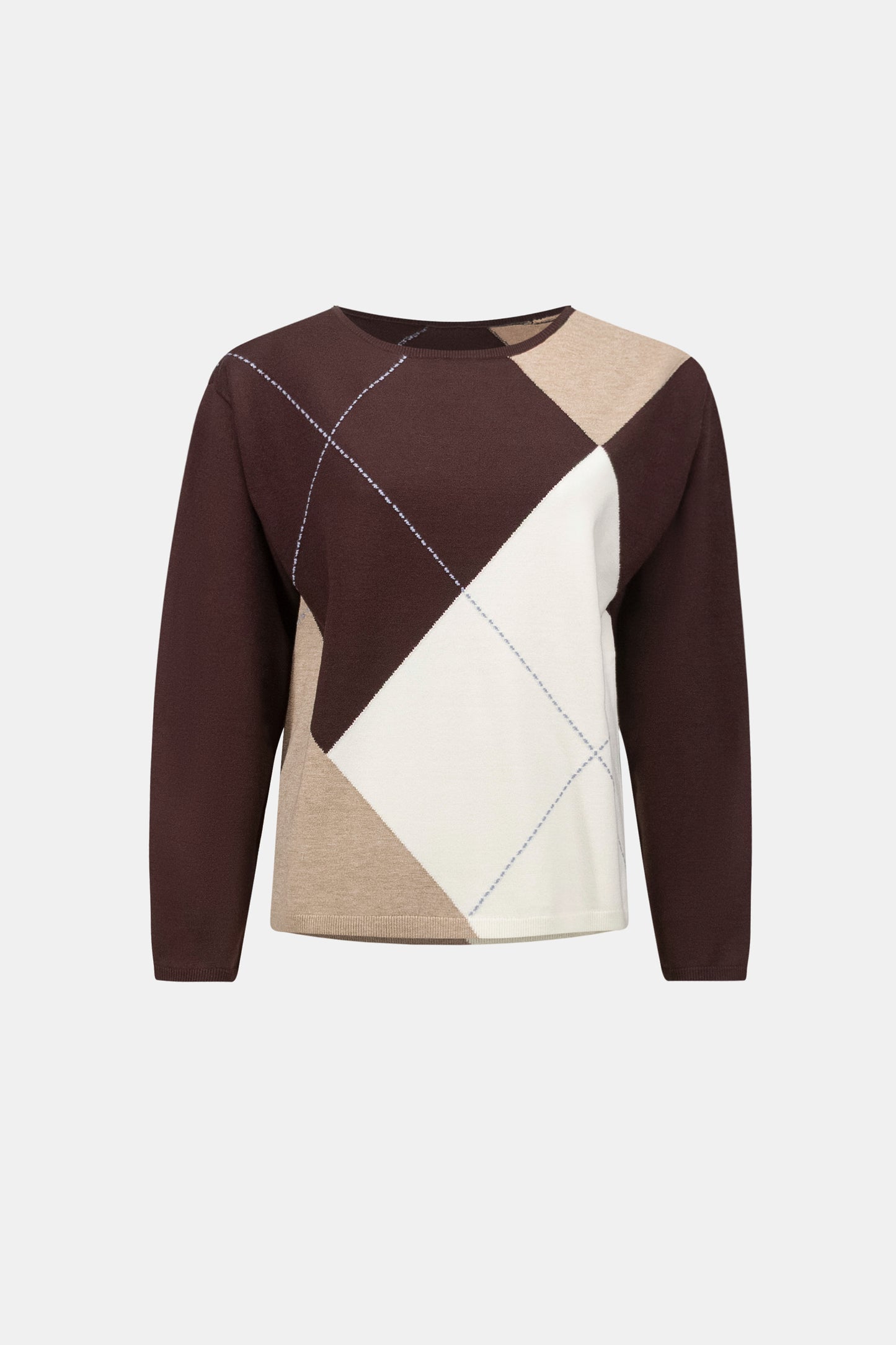 Joseph Ribkoff Argyle Sweater Mocha/Multi