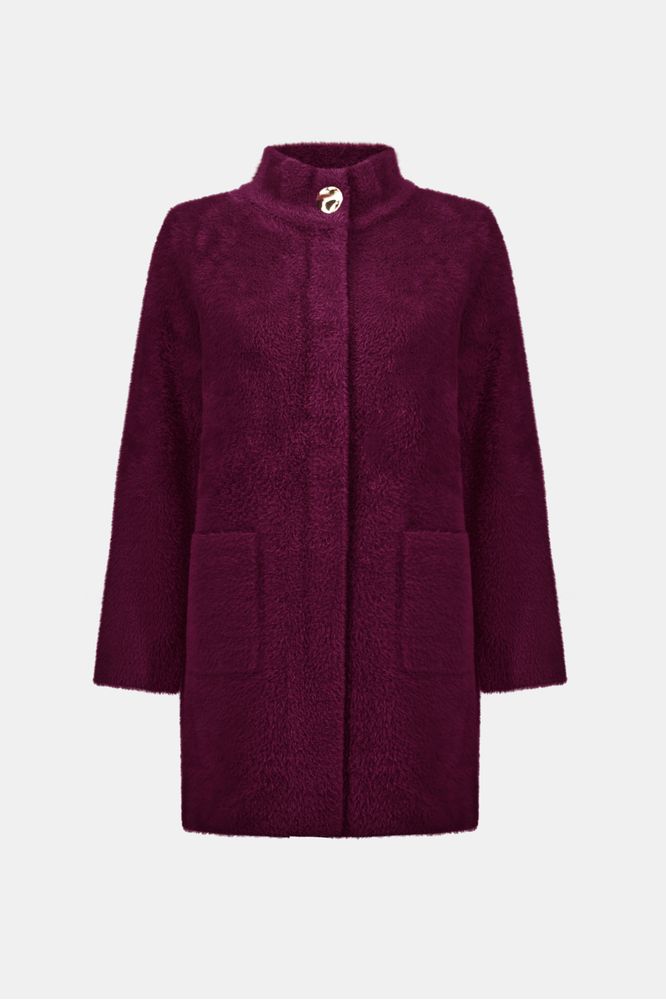 Joseph Ribkoff Feather Yarn Coat Elderberry
