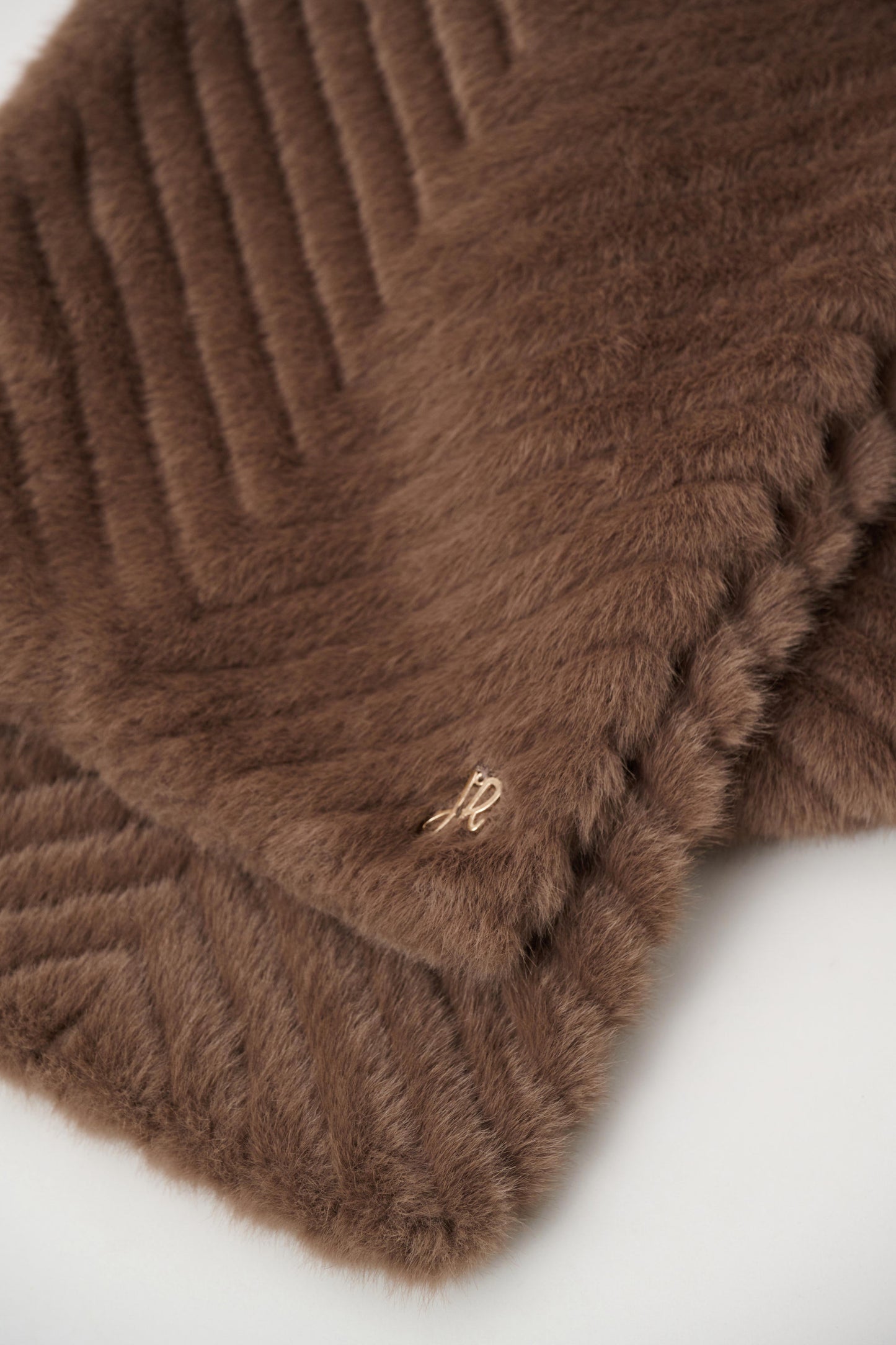 Joseph Ribkoff Textured Chevron Faux Fur Scarf-Mink