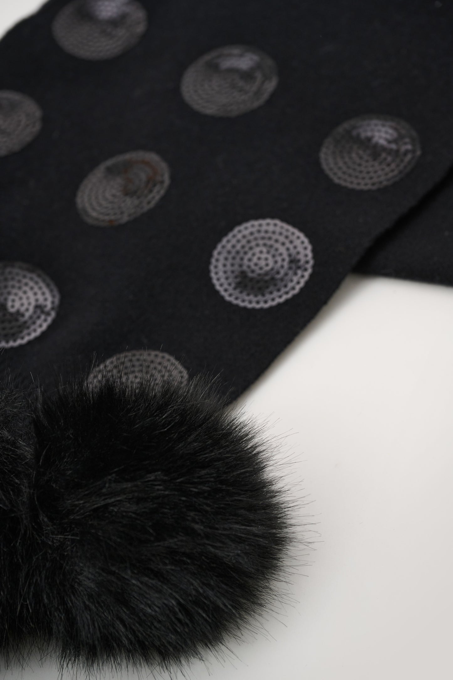 Joseph Ribkoff Pompoms & Sequins Scarf Black