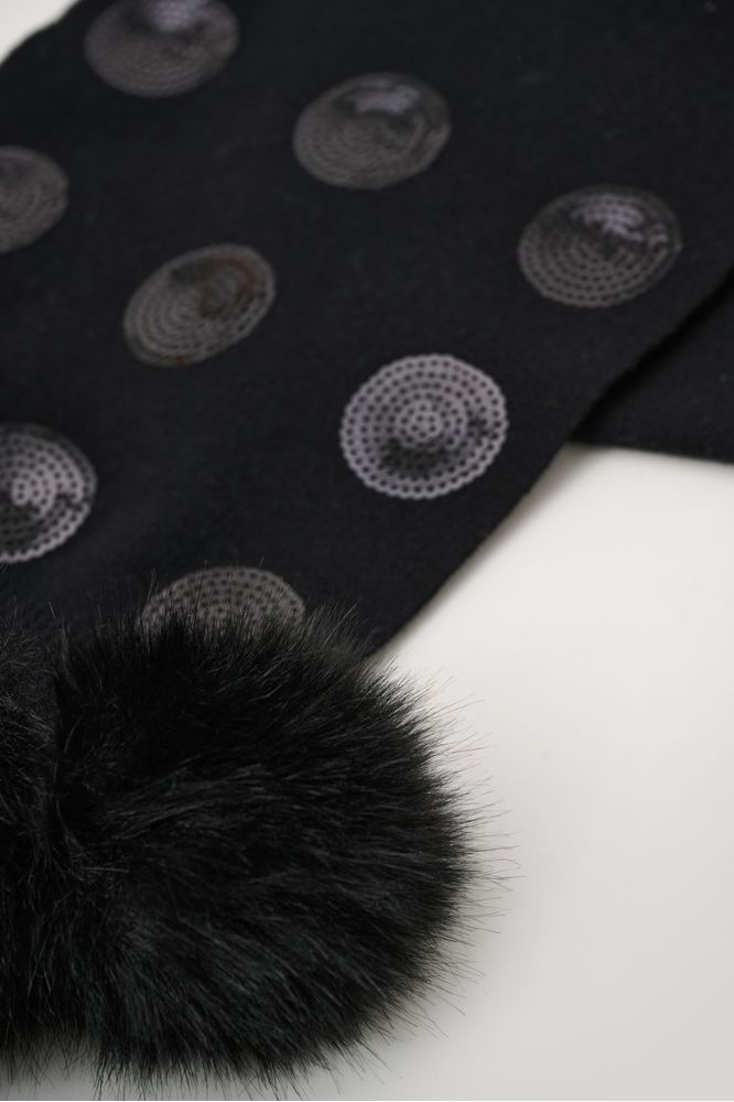 Joseph Ribkoff Pompoms & Sequins Scarf Black