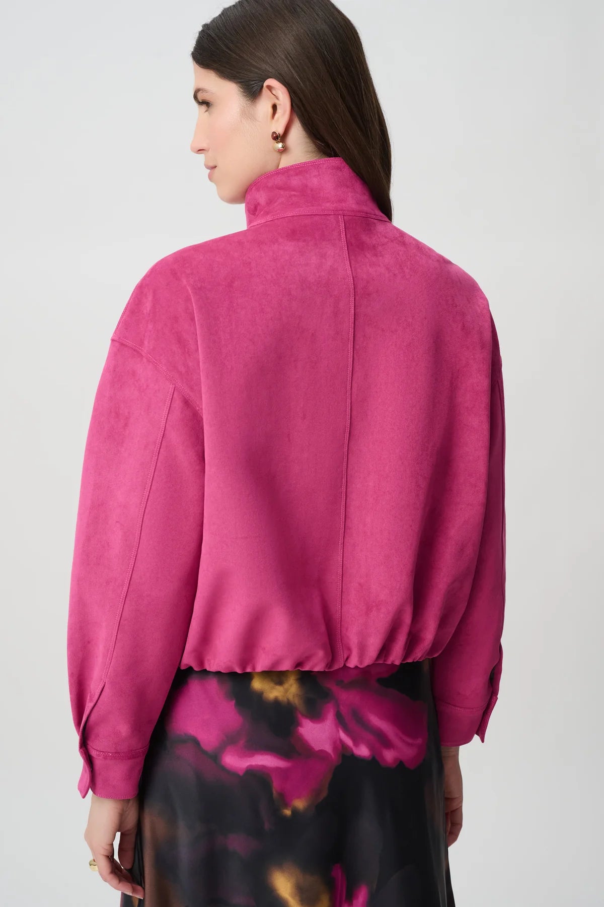 Joseph Ribkoff Faux Suede Crop Jacket Raspberry