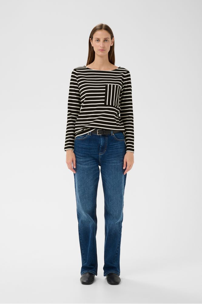 InWear DellaIW T-shirt Black / Whisper White Stripe