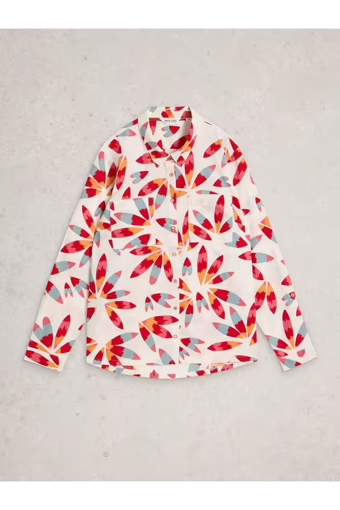 White Stuff Sophie Cotton Shirt Ivory Print