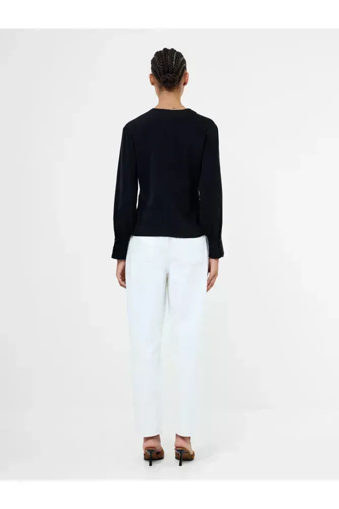 French Connection Black Crepe Peplum Top