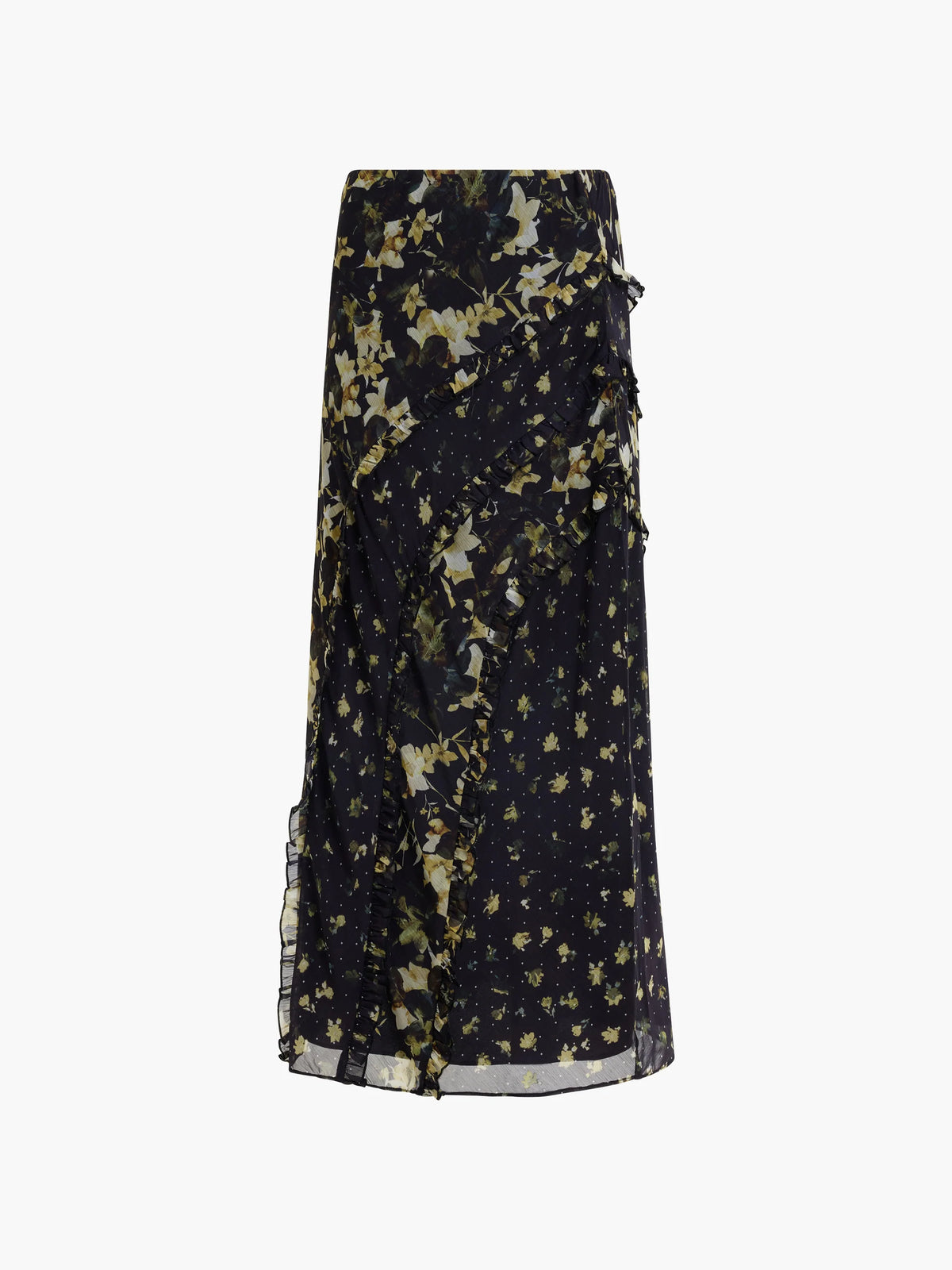 French Connection Serena Ruffle Skirt Black Multi