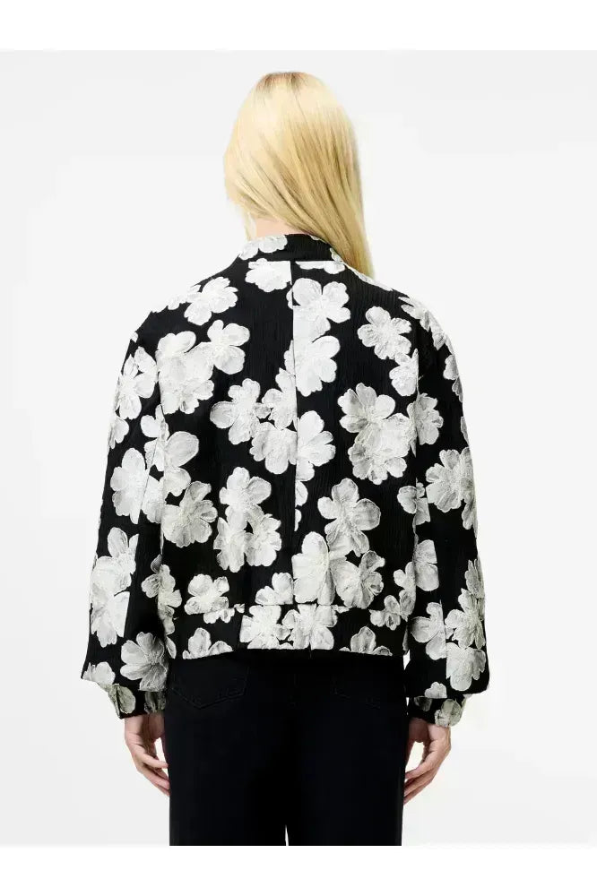 French Connection Cream/Black Lora Jacquard Bomber