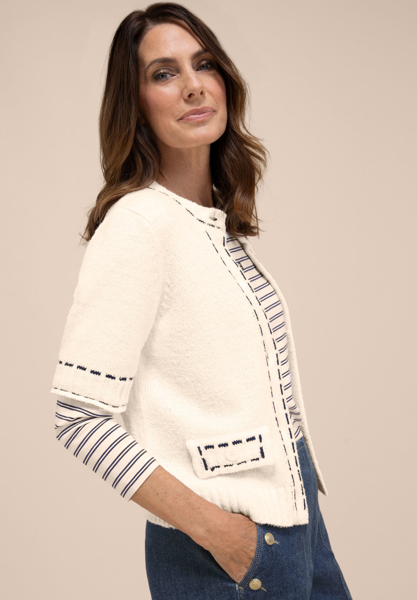 Bianca Rene Stitch Cardigan Off White