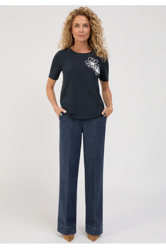 Bianca Dinia Flower T-Shirt Navy