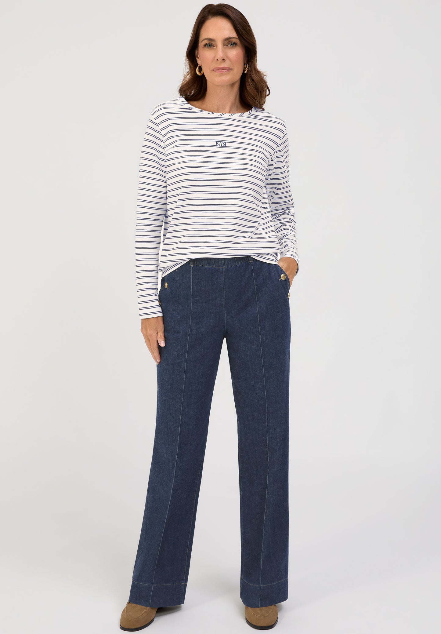 Bianca Dami Stripe Top Navy/White